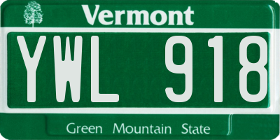 VT license plate YWL918