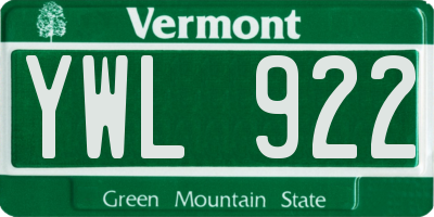 VT license plate YWL922