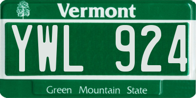 VT license plate YWL924