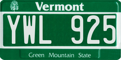 VT license plate YWL925
