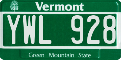 VT license plate YWL928