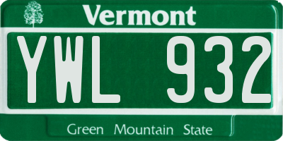 VT license plate YWL932