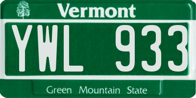 VT license plate YWL933