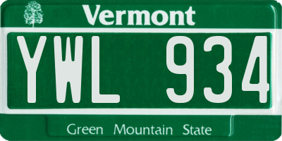 VT license plate YWL934
