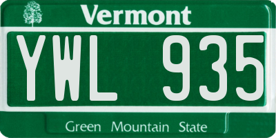 VT license plate YWL935