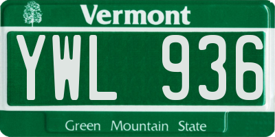 VT license plate YWL936