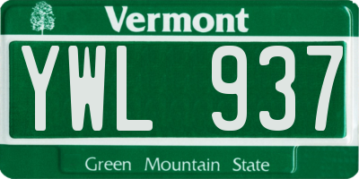 VT license plate YWL937