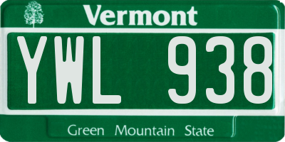 VT license plate YWL938