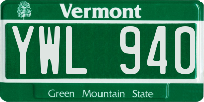 VT license plate YWL940