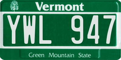 VT license plate YWL947