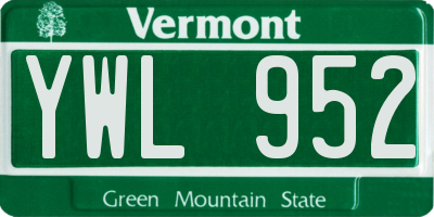 VT license plate YWL952