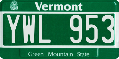 VT license plate YWL953