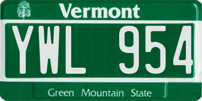 VT license plate YWL954