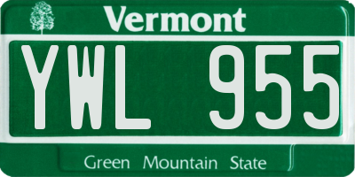 VT license plate YWL955