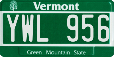 VT license plate YWL956