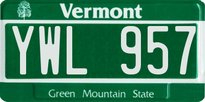 VT license plate YWL957