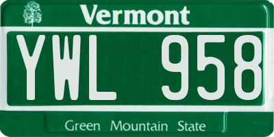 VT license plate YWL958