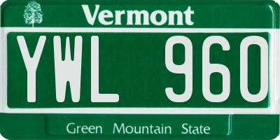 VT license plate YWL960