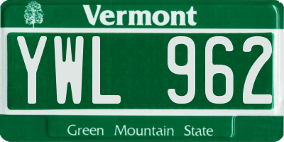 VT license plate YWL962