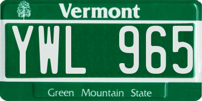 VT license plate YWL965