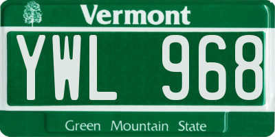 VT license plate YWL968