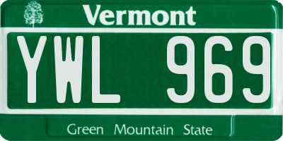 VT license plate YWL969