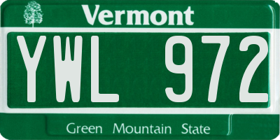 VT license plate YWL972