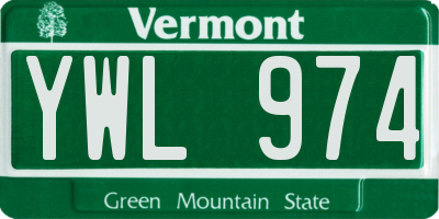 VT license plate YWL974