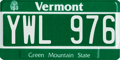 VT license plate YWL976