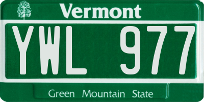 VT license plate YWL977