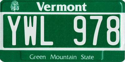 VT license plate YWL978