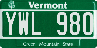 VT license plate YWL980