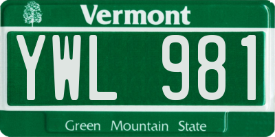 VT license plate YWL981