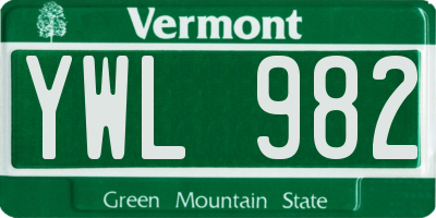 VT license plate YWL982
