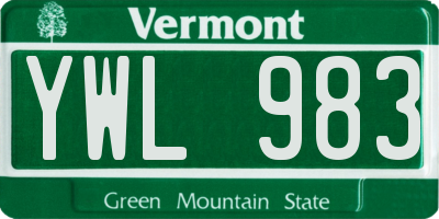 VT license plate YWL983