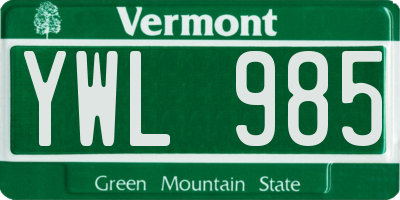 VT license plate YWL985