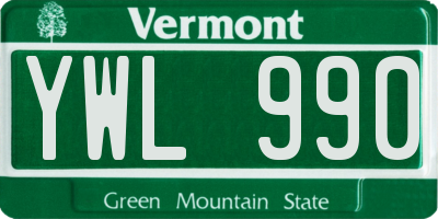 VT license plate YWL990