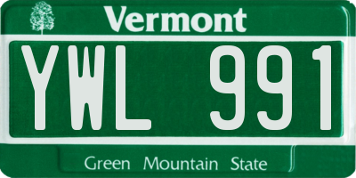 VT license plate YWL991