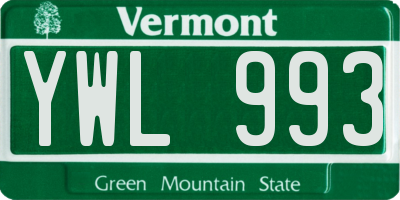 VT license plate YWL993