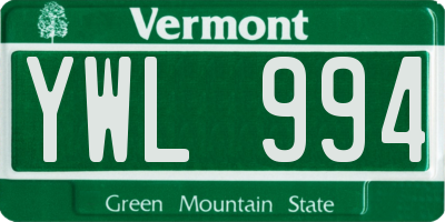 VT license plate YWL994