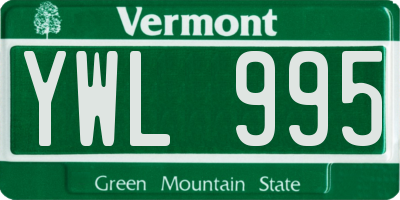VT license plate YWL995