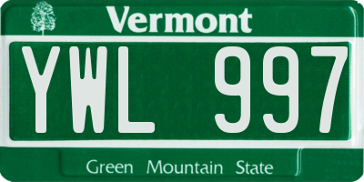VT license plate YWL997