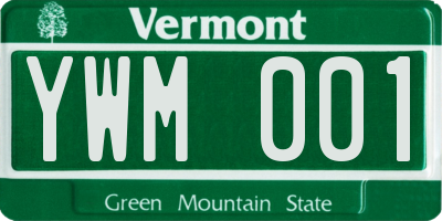 VT license plate YWM001