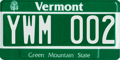 VT license plate YWM002