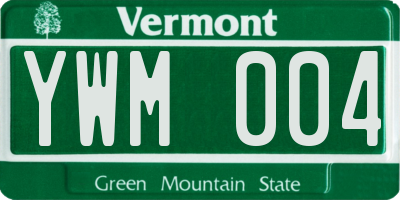 VT license plate YWM004
