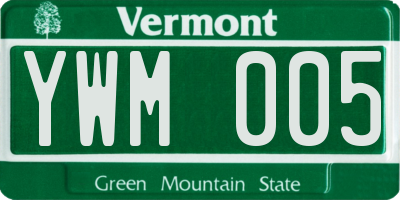 VT license plate YWM005