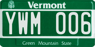 VT license plate YWM006