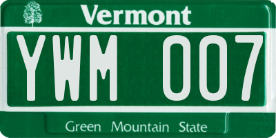 VT license plate YWM007