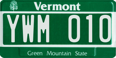 VT license plate YWM010