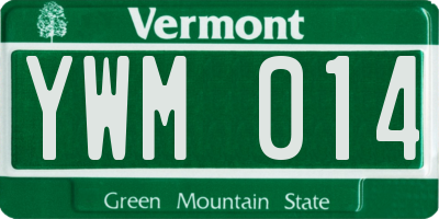 VT license plate YWM014